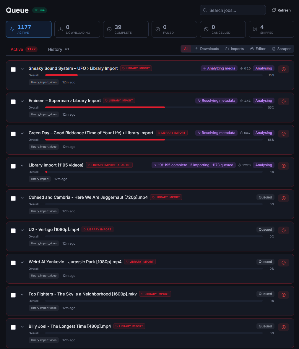 Playarr import queue